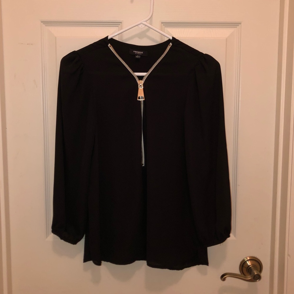 Black zipper blouse